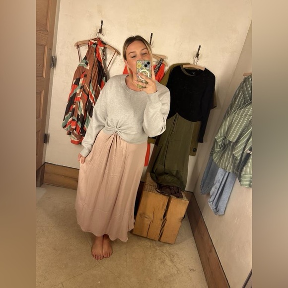 Anthropologie The Gemini Twofer Sweater + Dress Set Size XL NWT Light Gray/Pink - Picture 5 of 7